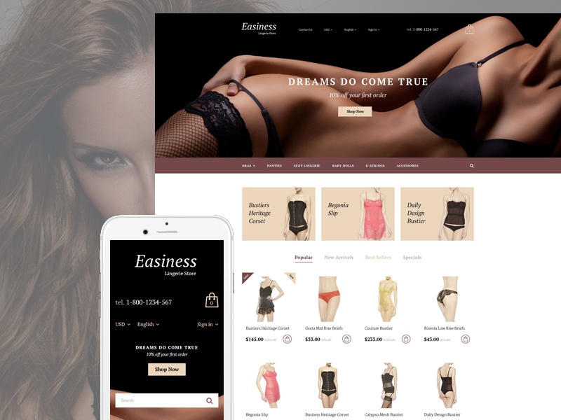 Создание интернет магазина нижнего белья